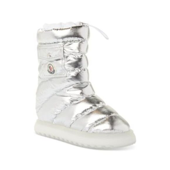 MONCLER Shoes - MONCLER Womens Silver Snap Pocket Patch Gaia Round Toe Platform Winter Boots 37